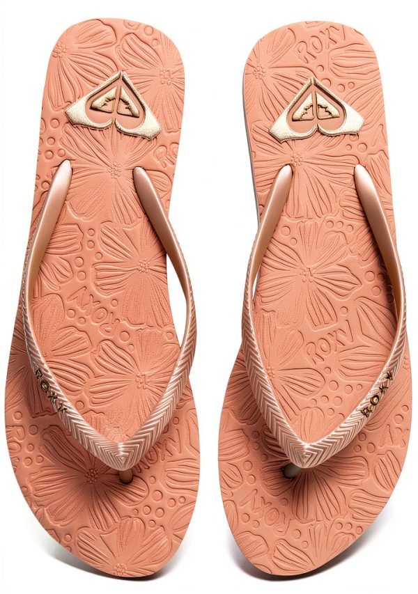 Roxy Womens Flip Flops Rubber Champagne Olive Sandals-6
