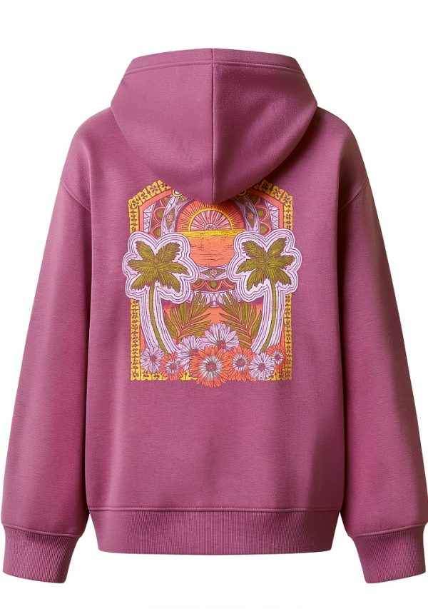 Roxy Girls Hoodie Cotton Poly Fleece Oversized Graphic-1