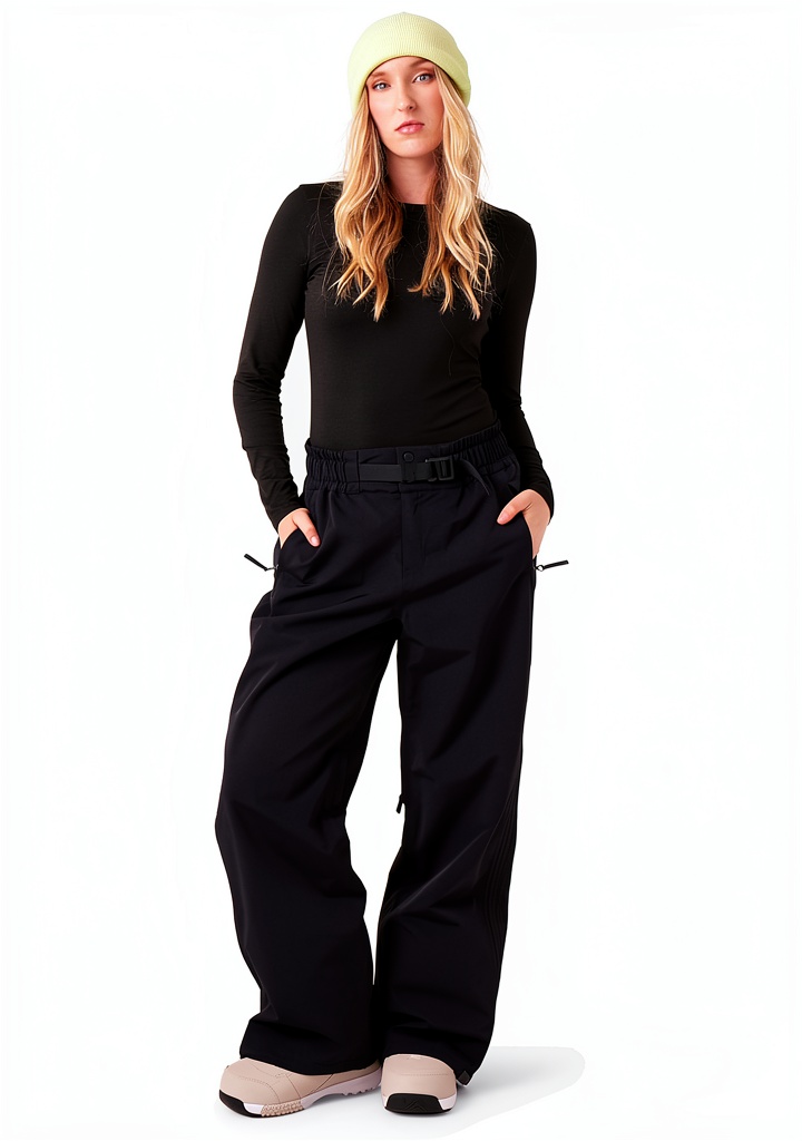 Roxy womens snowboarding pants in various colors on a mountain background