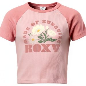 Roxy Girls Tees Cotton Graphic Crew Neck Short Sleeve-0