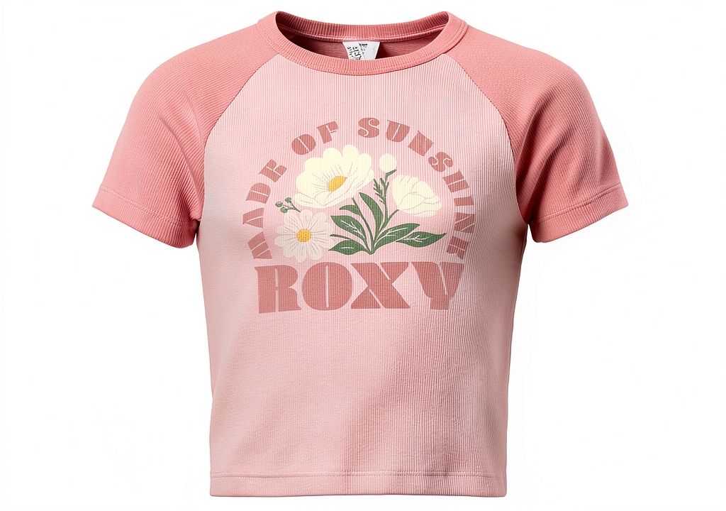 Roxy girls' tee in Lilac Sunshine color showing graphic print and fit