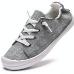 Womens Canvas Slip On Shoes Arch Support Lightweight Black-0