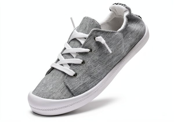 Womens Canvas Slip On Shoes Arch Support Lightweight Black-0