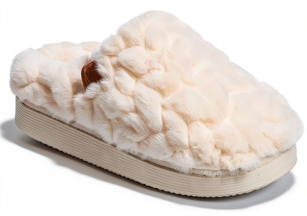 Roxy womens cream slippers displayed on a cozy home background