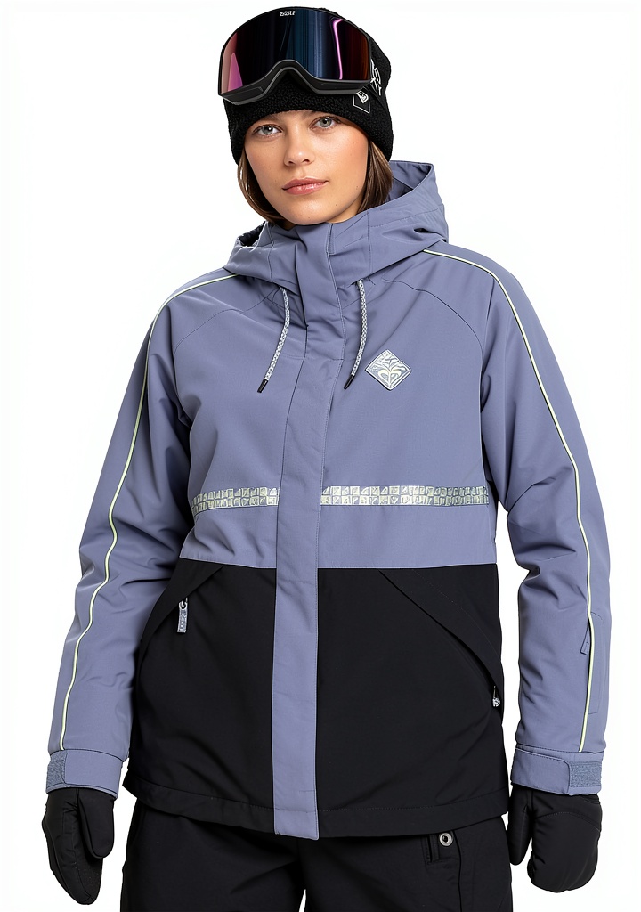 Roxy High Ridge Hoodie Jacket in Wild Wind color on a snowy mountain