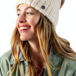 Roxy Womens Beanie Acrylic Cable Knit Faux Fur Pom-0