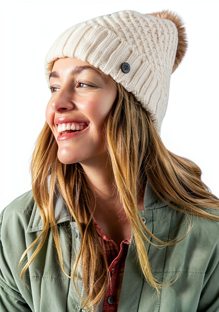 Roxy womens beanie in True Black color showing cable knit detail
