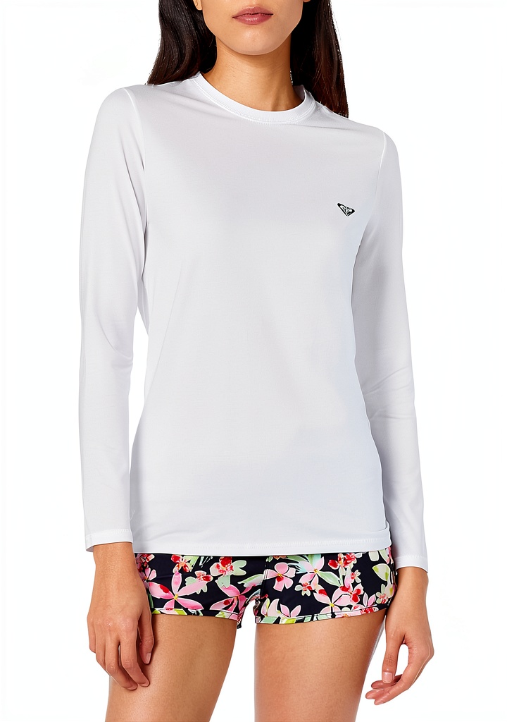 Roxy Womens Rash Guard in Dutch Blue color on a beach